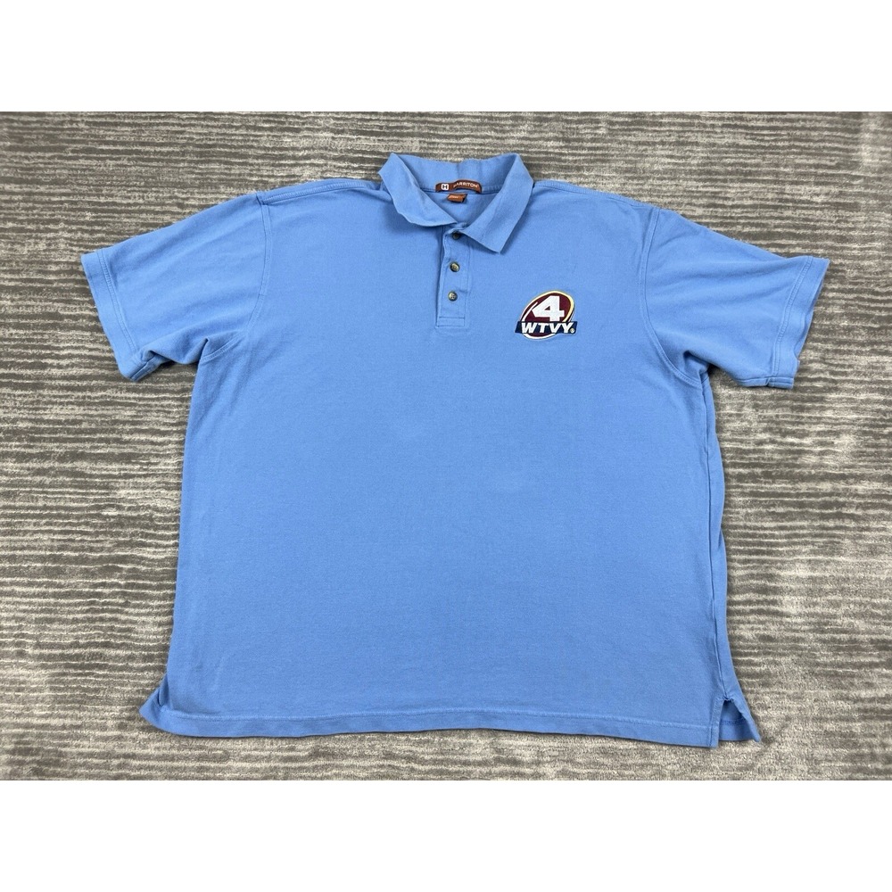 Harriton Shirt Mens 3XL Blue Polo 100% Cotton Short Sleeve 4 WTVY News Dothan AL